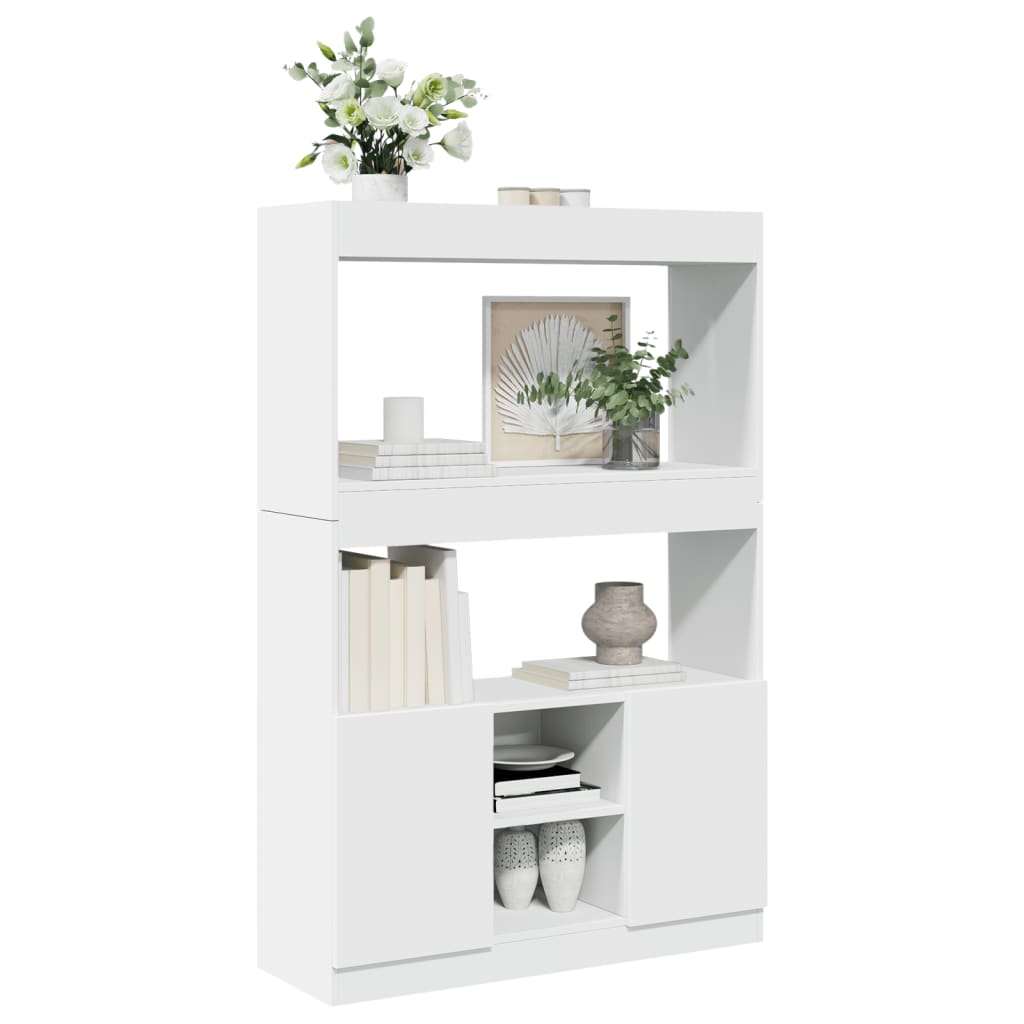 Highboard hvit 92x33x140 cm konstruert tre