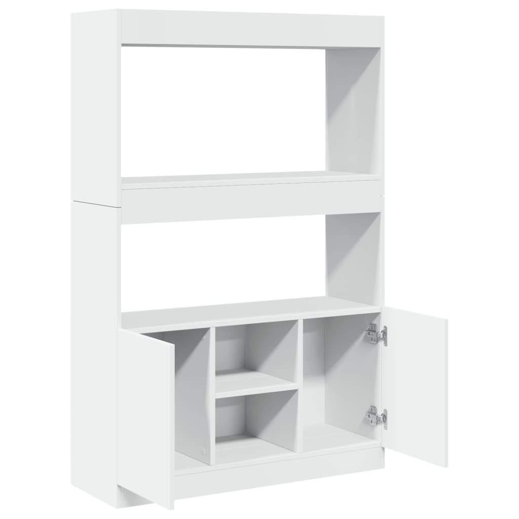 Highboard hvit 92x33x140 cm konstruert tre