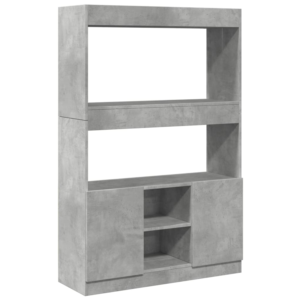 Highboard betonggrå 92x33x140 cm konstruert tre