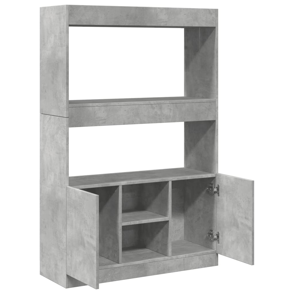 Highboard betonggrå 92x33x140 cm konstruert tre