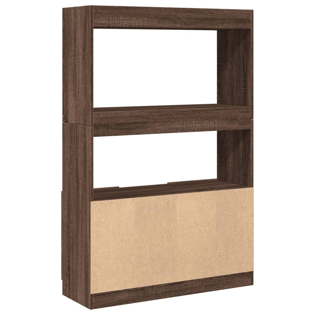 Highboard brun eik 92x33x140 cm konstruert tre