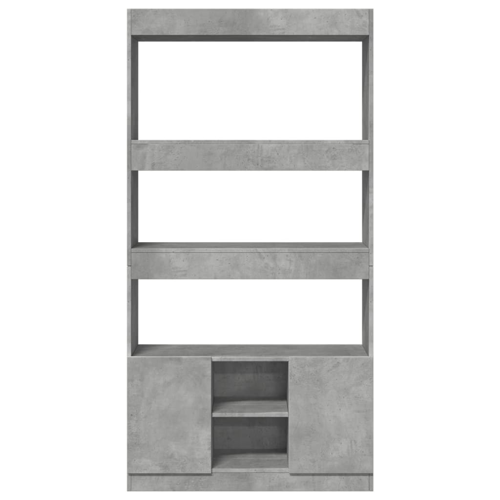 Highboard betonggrå 92x33x180 cm konstruert tre