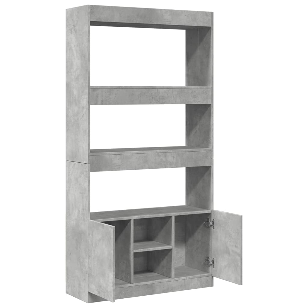 Highboard betonggrå 92x33x180 cm konstruert tre