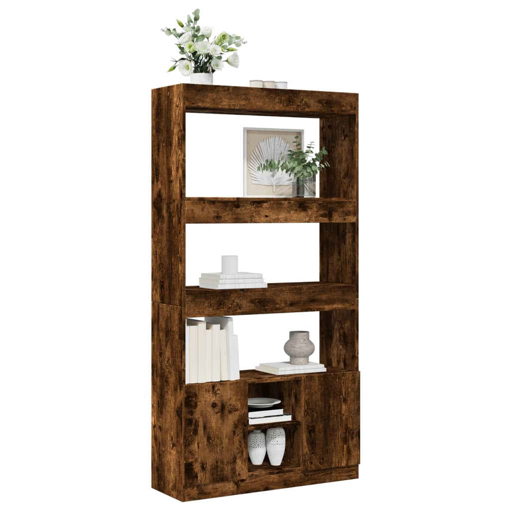 Highboard røkt eik 92x33x180 cm konstruert tre