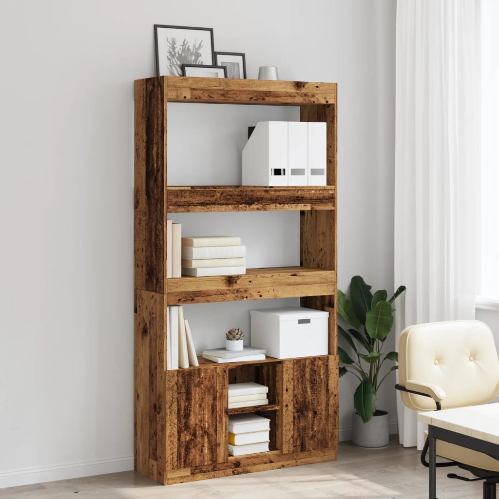 Highboard gammelt tre 92x33x180 cm konstruert tre