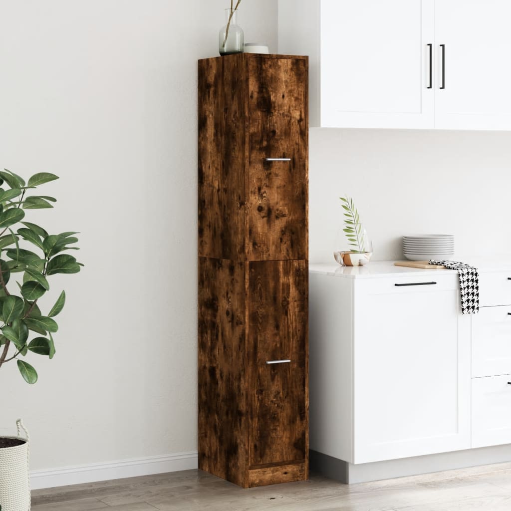 Apotekskap røkt eik 30x41x174,5 cm konstruert tre