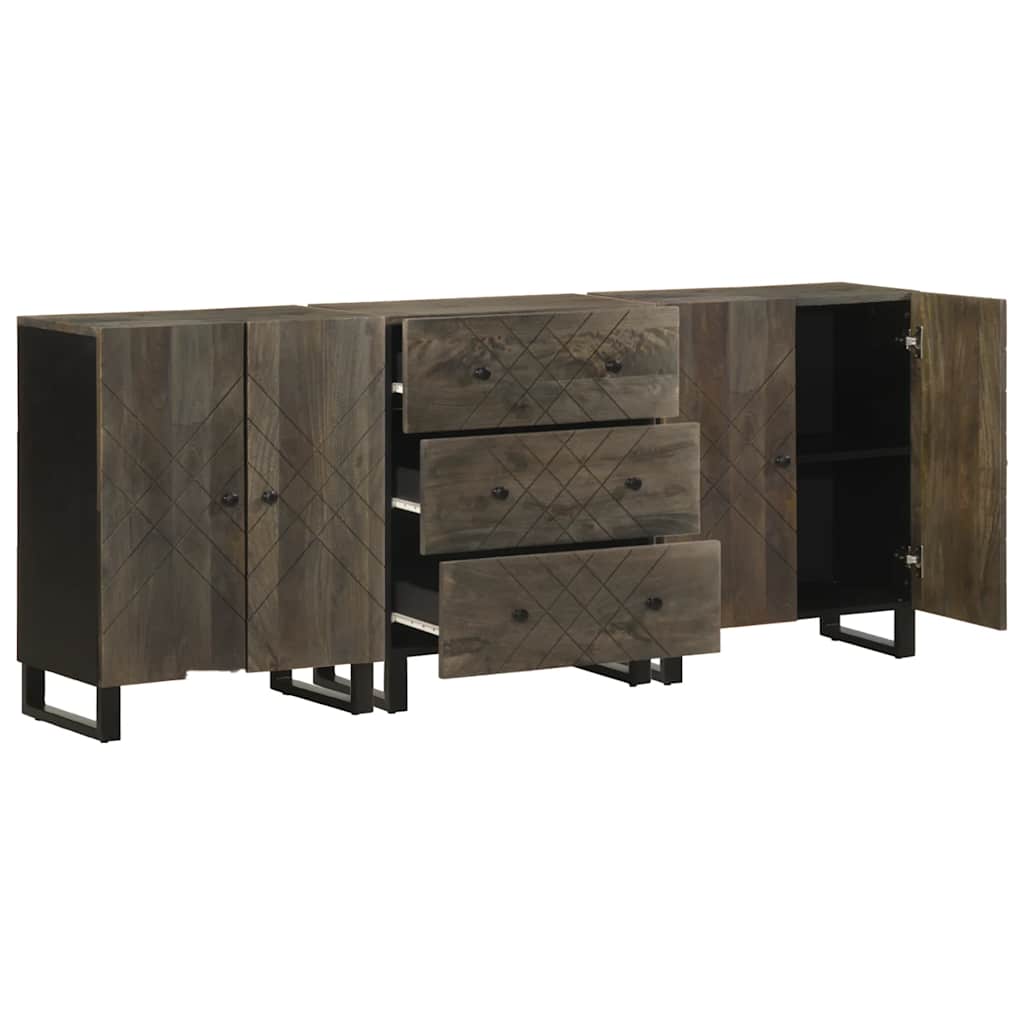 Skjenker 3 deler svart 60x33x75 cm heltre mango