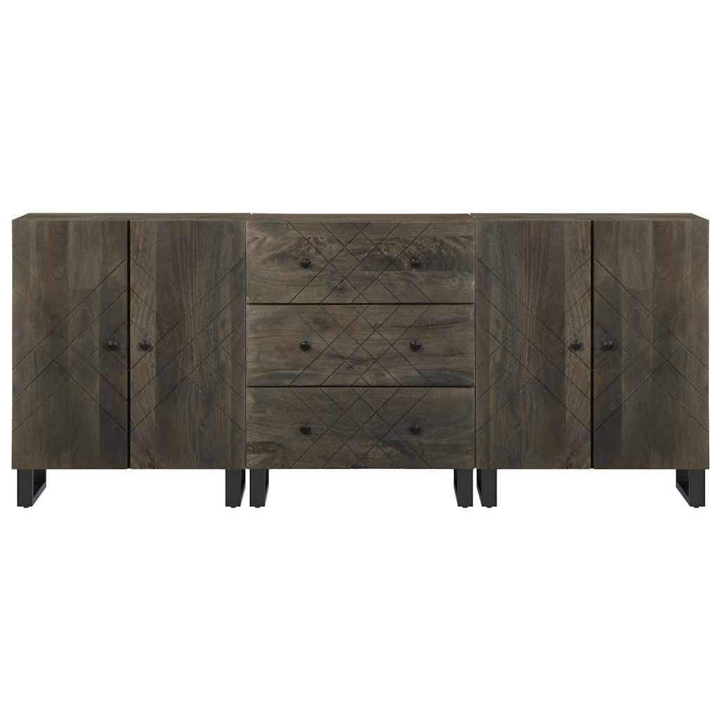 Skjenker 3 deler svart 60x33x75 cm heltre mango