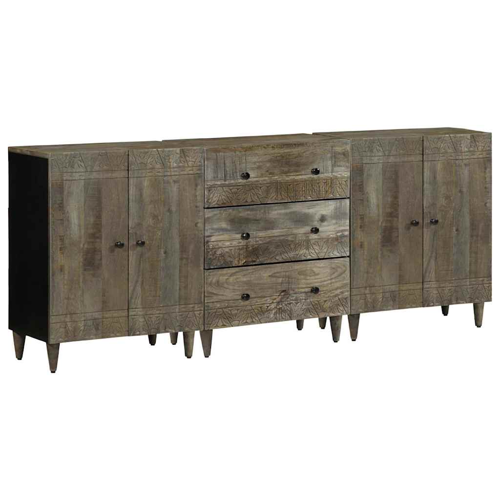 Skjenker 3 stk lysegrå 60x33,5x75 cm heltre mango