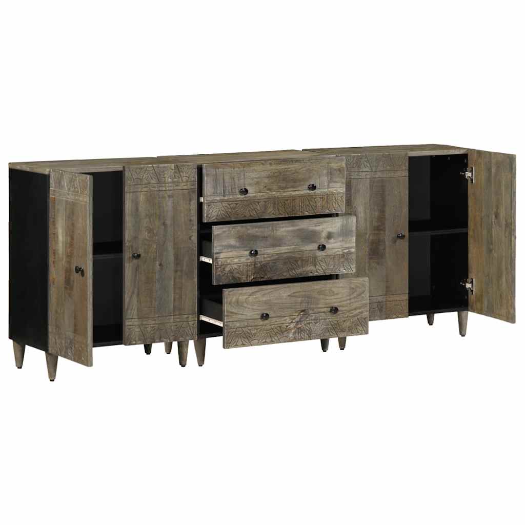 Skjenker 3 stk lysegrå 60x33,5x75 cm heltre mango
