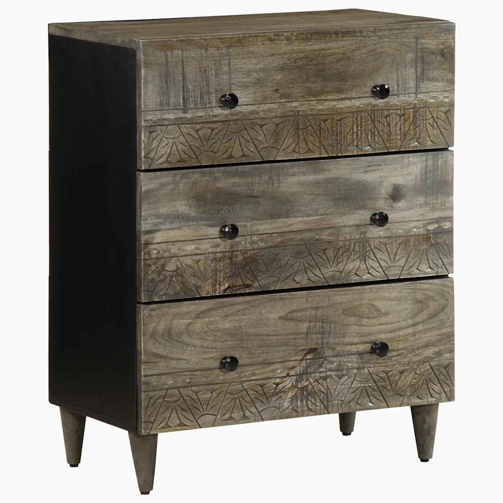 Skjenker 3 stk lysegrå 60x33,5x75 cm heltre mango