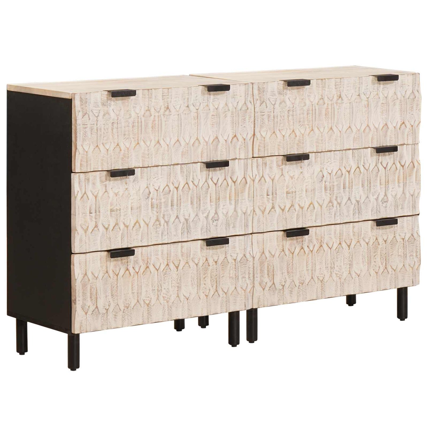 Serviesskap 2 pcs Hvit Vask Finish 60 x 33 x 75 cm