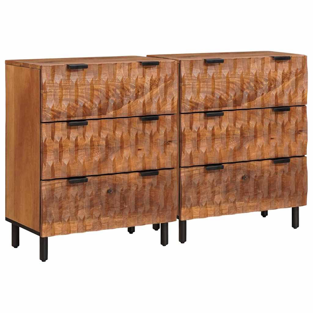 Serviesskap 2 pcs Acacia Brun Finish 60 x 33 x 75 cm