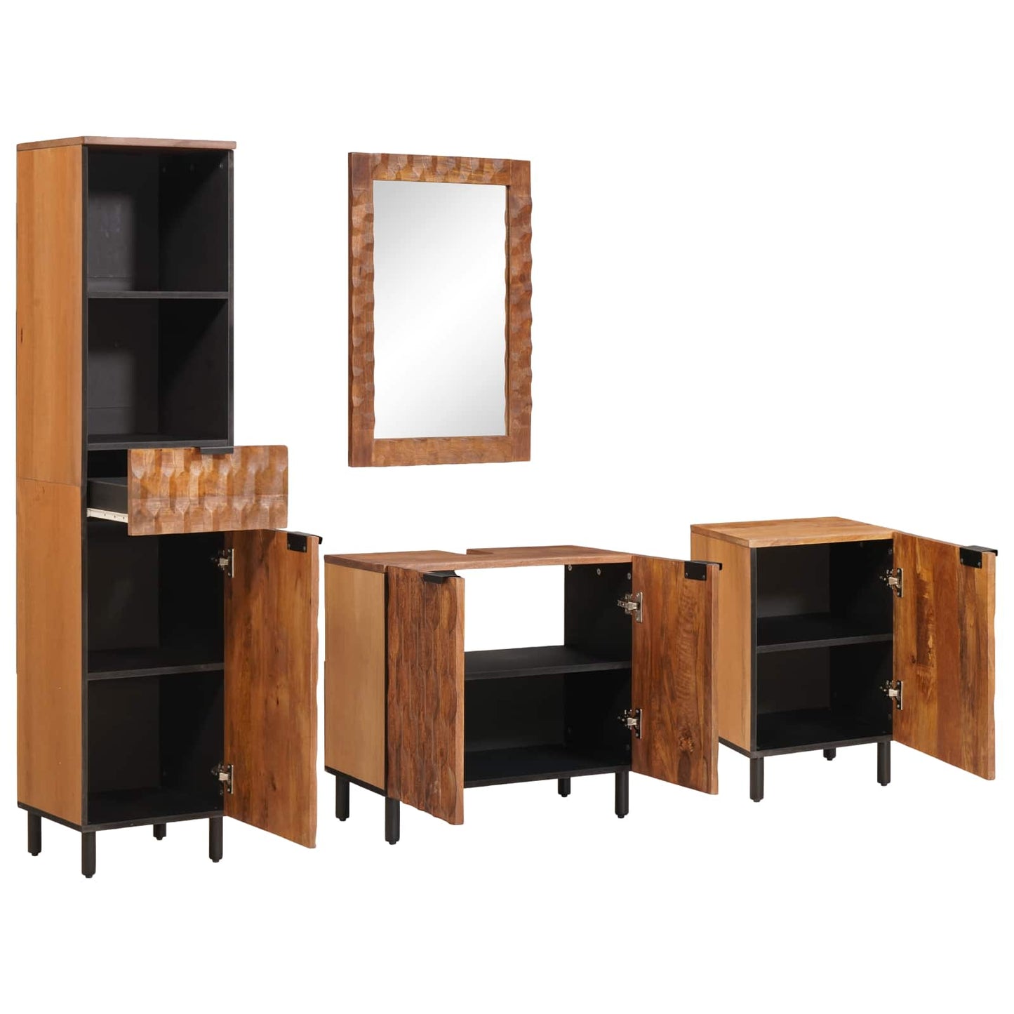 Badeværelses Sett 4 pcs Akacia Brun Finish Massiv mango tre