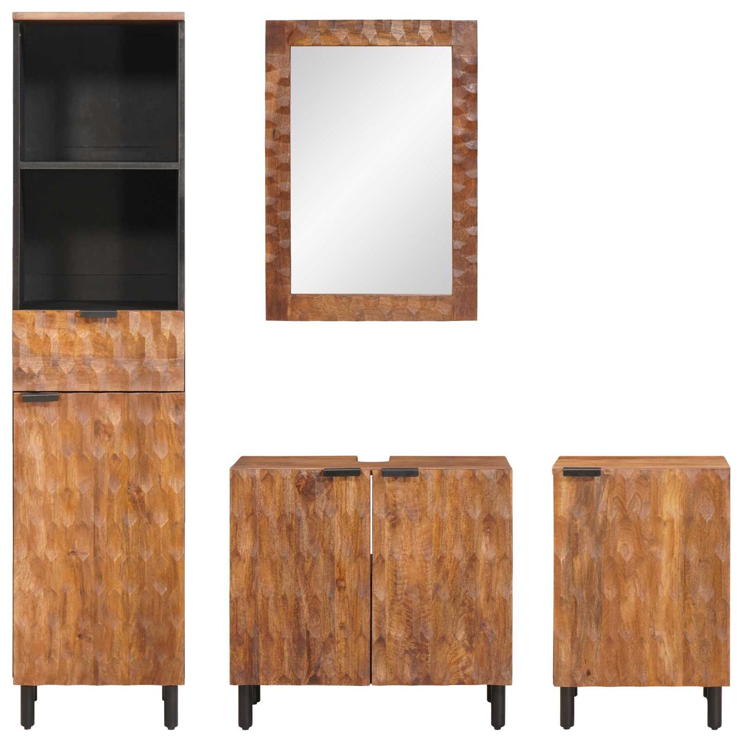 Badeværelses Sett 4 pcs Akacia Brun Finish Massiv mango tre