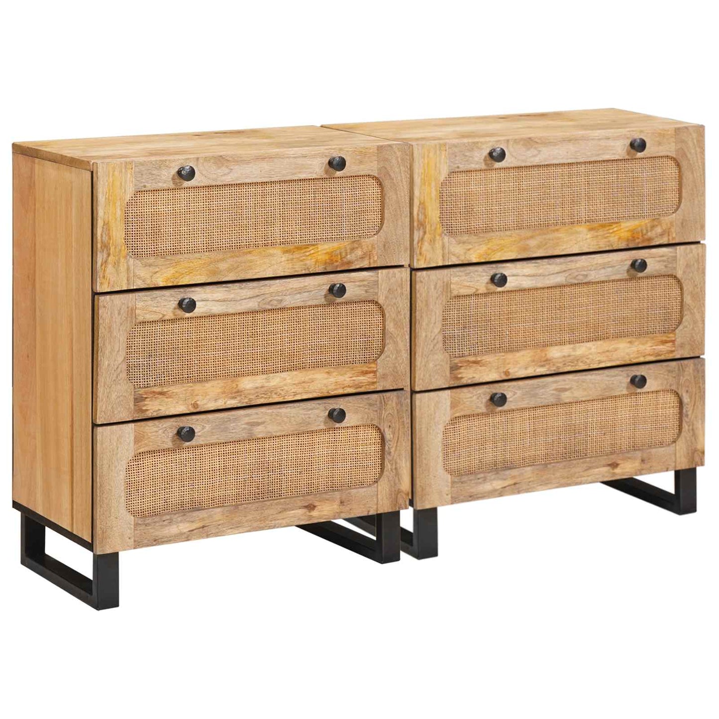 Serviesskap 2 pcs Brun 60 x 33 x 75 cm Massiv mango tre