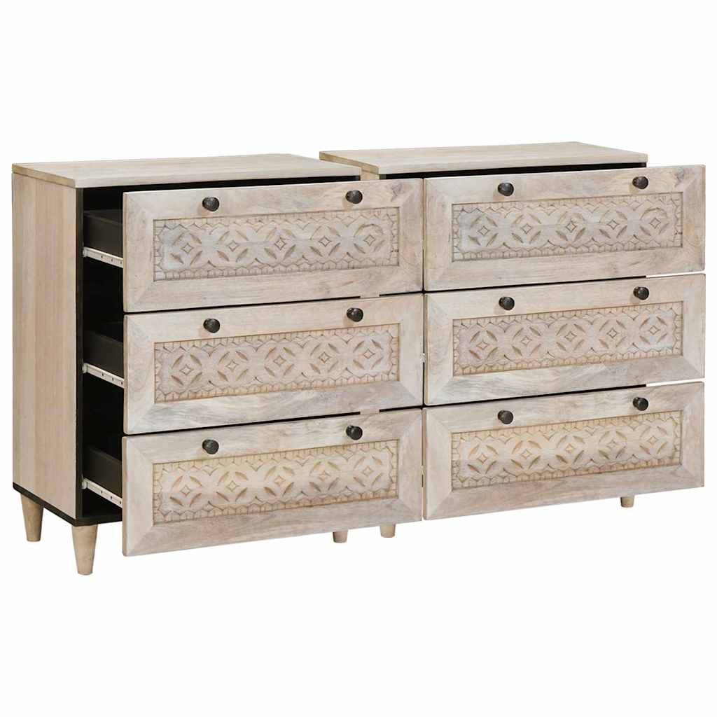 Serviesskap 2 pcs Hvit 120 x 33,5 x 75 cm heltre mango