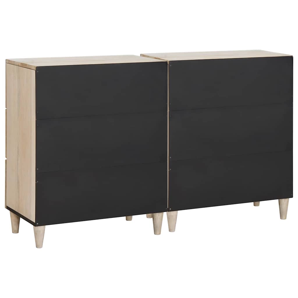 Serviesskap 2 pcs Hvit 120 x 33,5 x 75 cm heltre mango