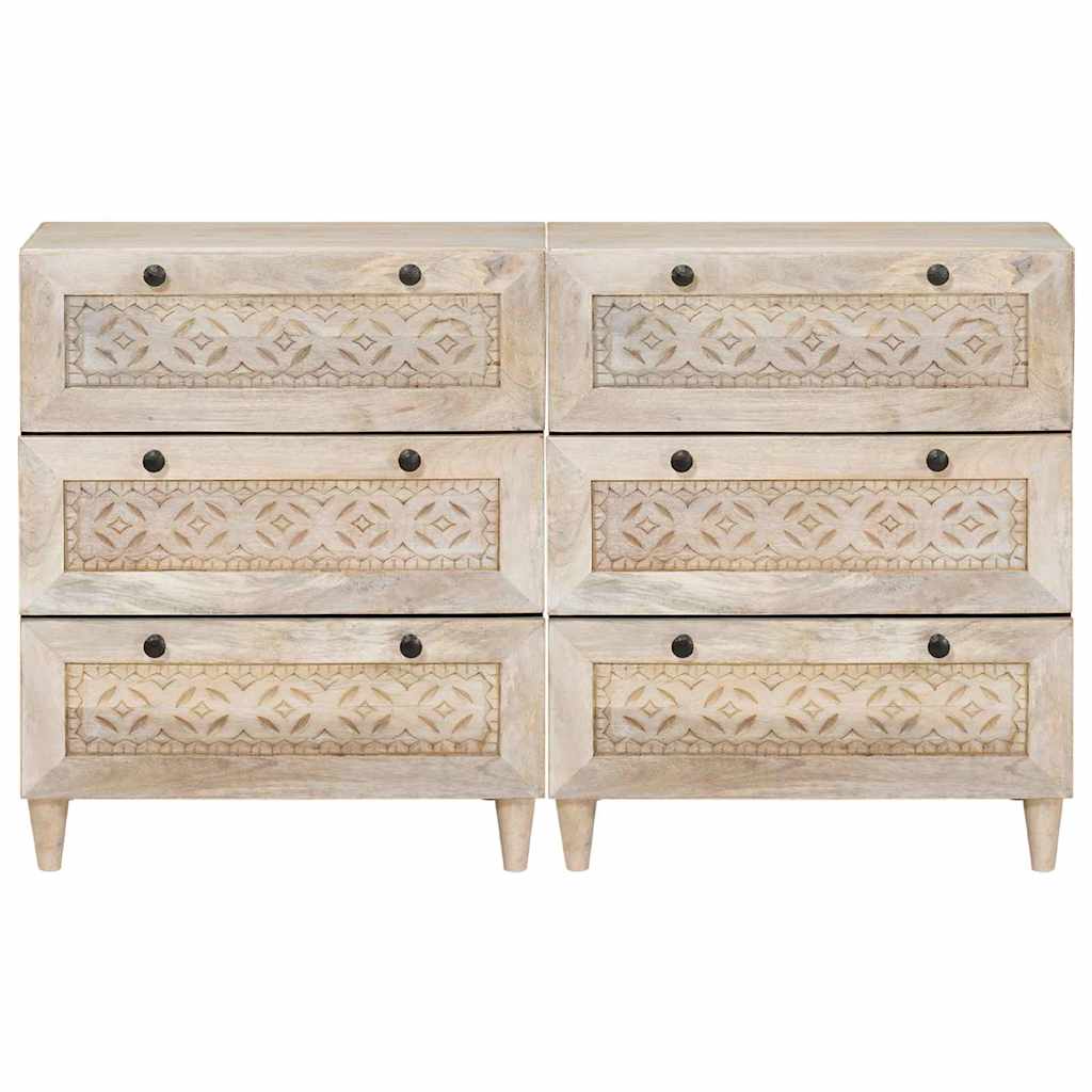 Serviesskap 2 pcs Hvit 120 x 33,5 x 75 cm heltre mango