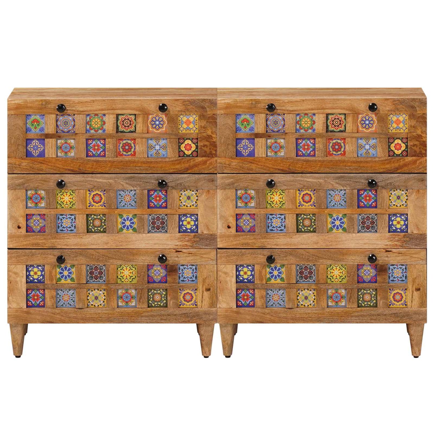 Serviesskap 2 stk. 60 x 33 x 75 cm Massiv mango tre Naturlig