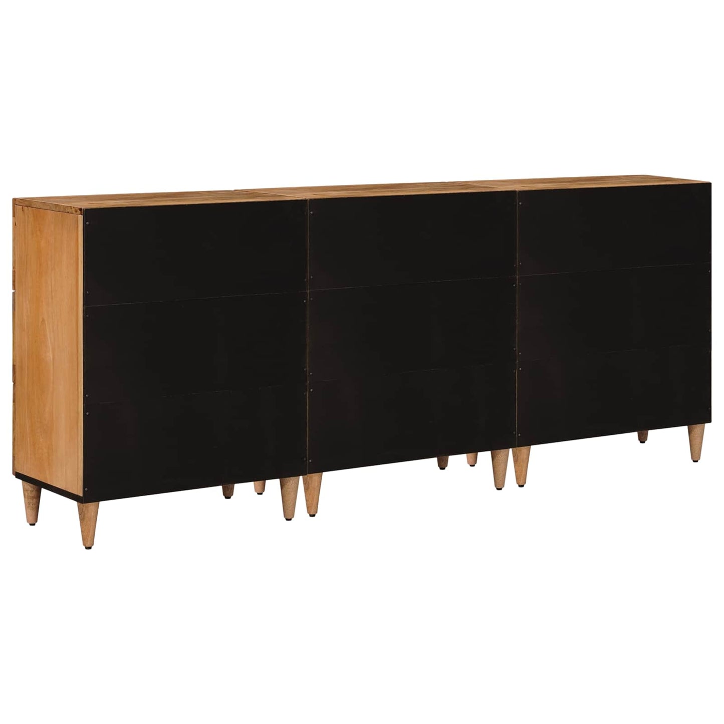Serviesskap 3 stk. 60 x 33,5 x 75 cm Massiv mango tre Naturlig