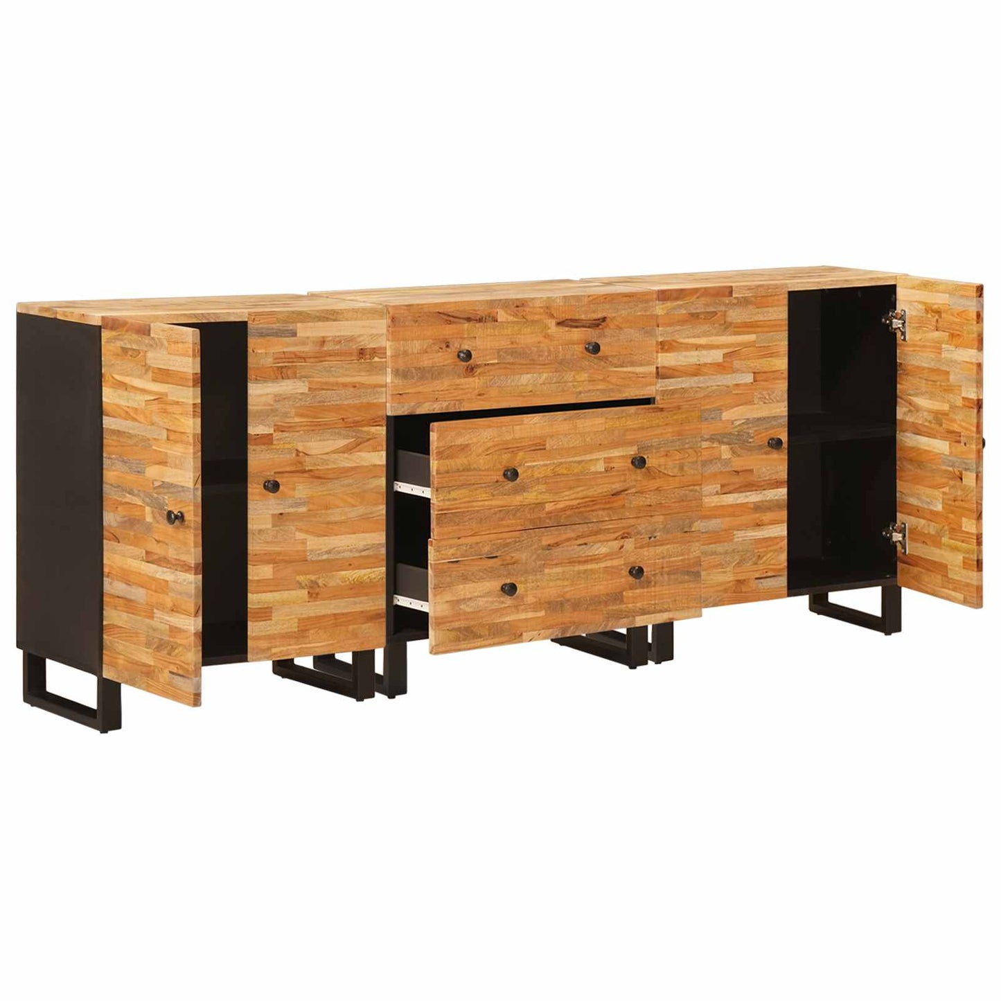 Serviesskap 3 pcs Brun 60 x 33 x 75 cm Massiv mango tre