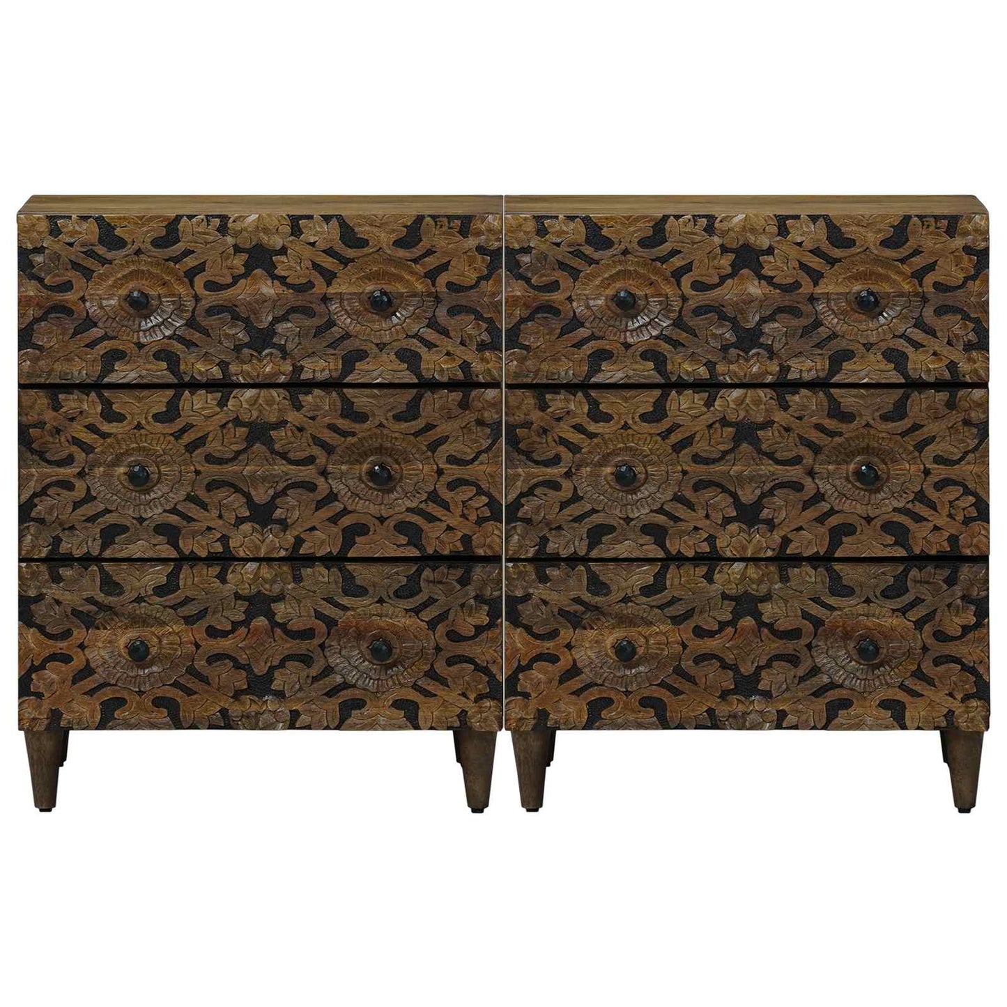 Serviesskap 2 pcs Brun 60 x 33,5 x 75 cm Massiv mango tre