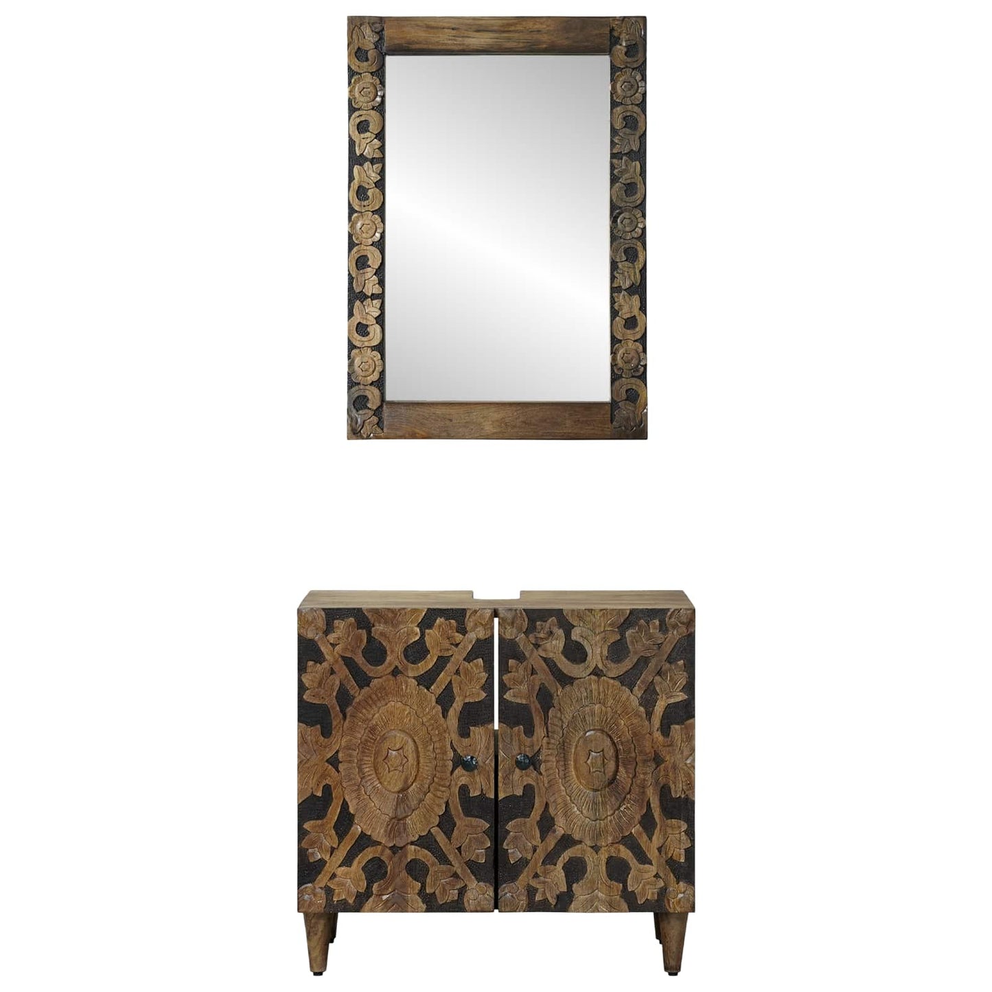 Baderomsinnredningssett 2 stk. Brun 62 x 33 x 58 cm