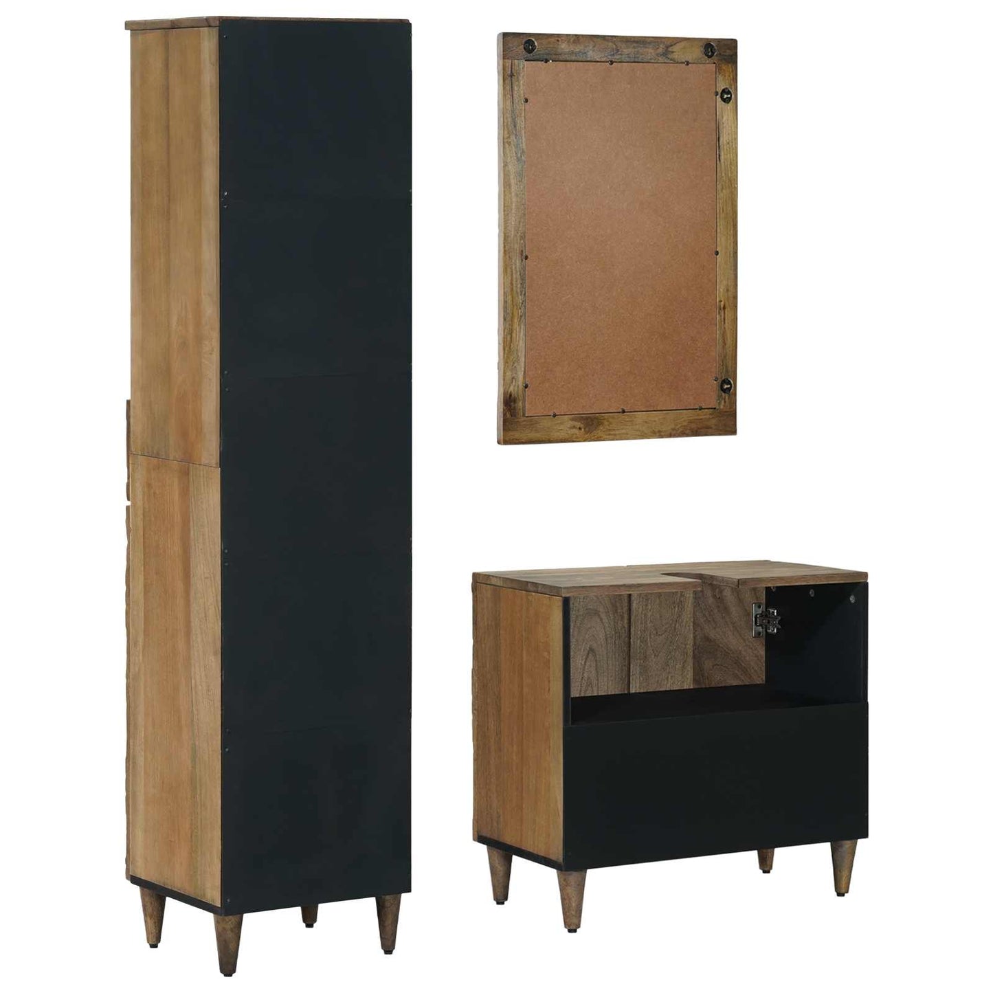 Baderomsinnredningssett 3 stk. Brun 62 x 33 x 58 cm
