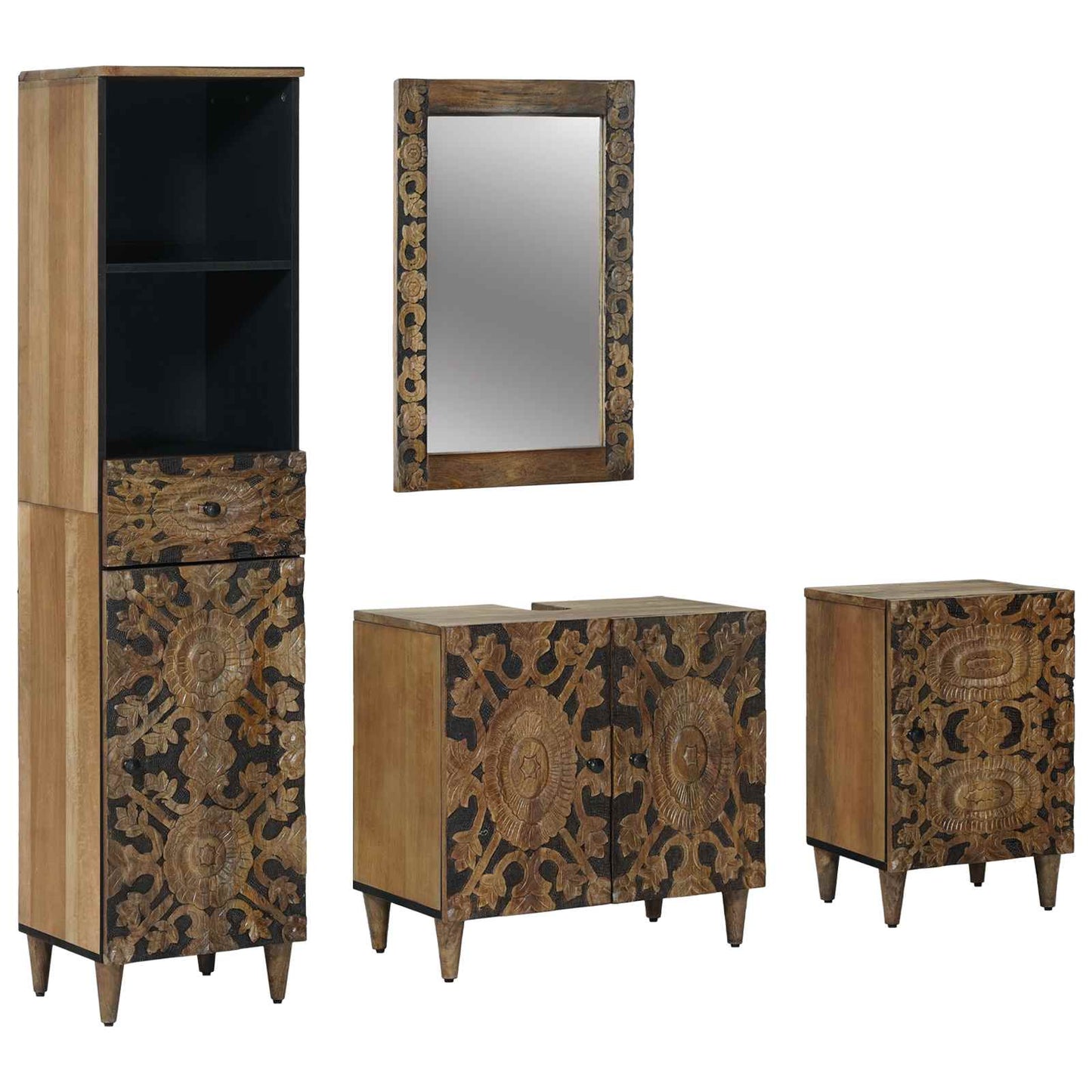 Baderomsinnredningssett 4 stk. Brun 62 x 33 x 58 cm