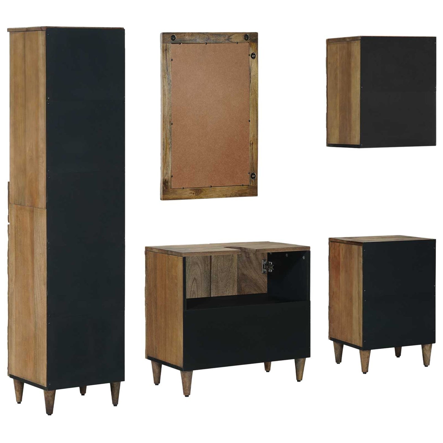 Baderomsinnredningssett 5 stk. Brun 62 x 33 x 58 cm