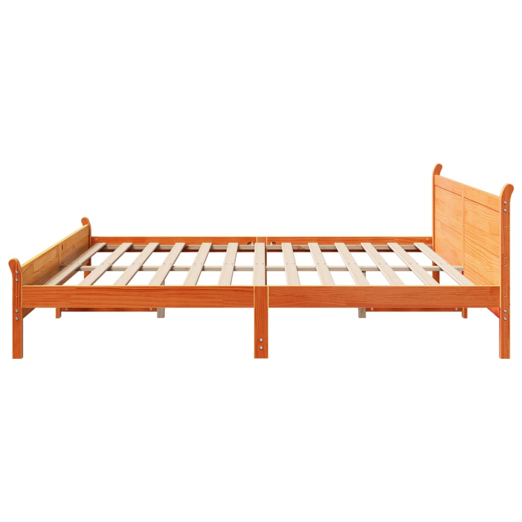 Sengeramme uten madrass voksbrun 200x200 cm heltre furu