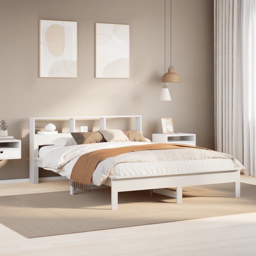 Sengeramme uten madrass hvit 135x190 cm heltre furu