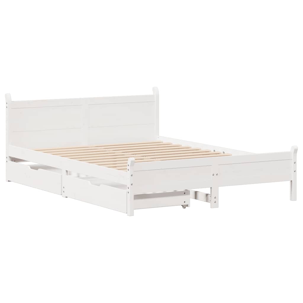 Sengeramme uten madrass hvit 140x190 cm heltre furu