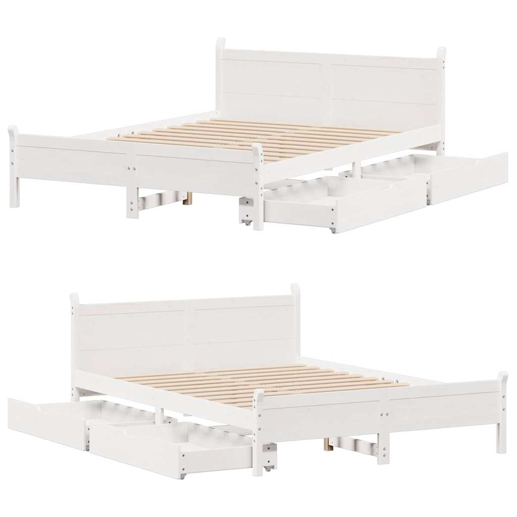 Sengeramme uten madrass hvit 135x190 cm heltre furu