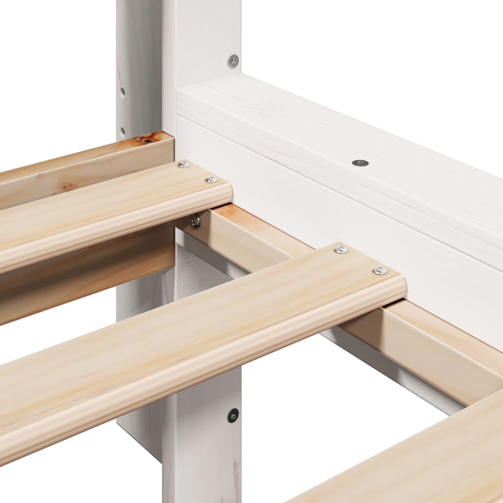Seng med bokhylle uten madrass hvit 140x200 cm heltre furu