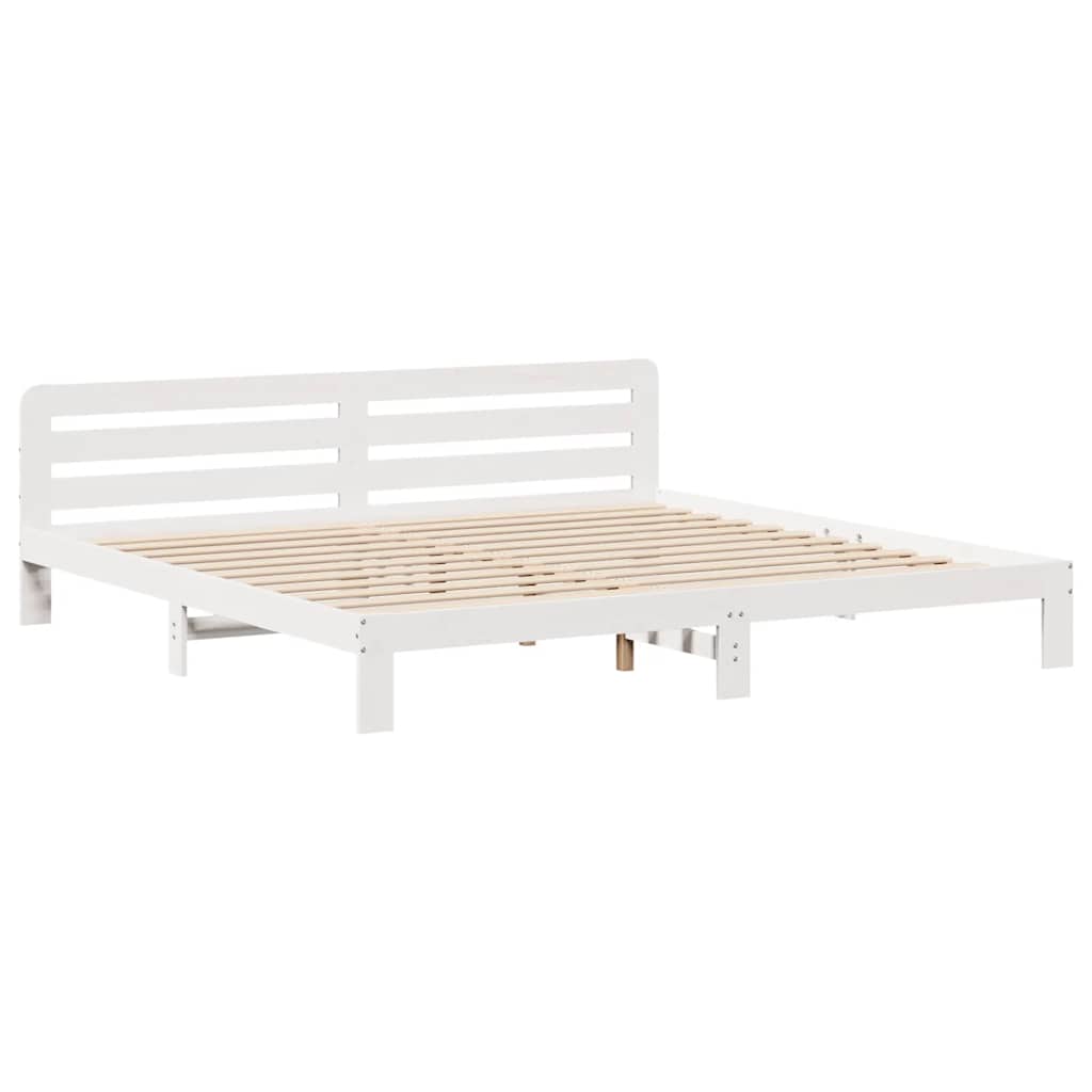 Sengeramme med madrass hvit 200x200 cm heltre furu