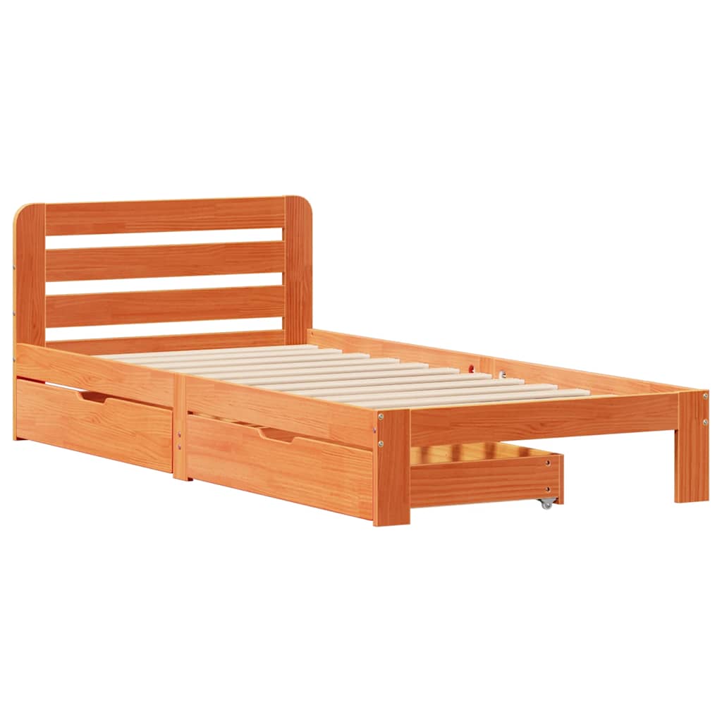 Sengeramme uten madrass voksbrun 90x190 cm heltre furu
