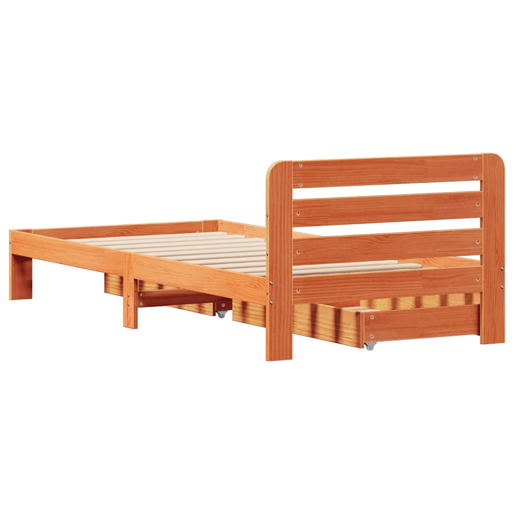 Sengeramme uten madrass voksbrun 90x190 cm heltre furu