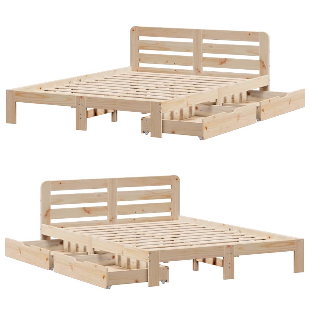 Sengeramme uten madrass hvit 135x190 cm heltre furu