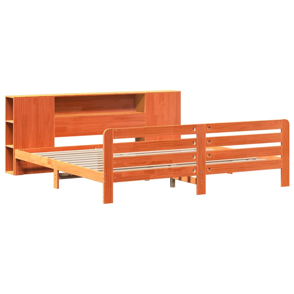 Sengeramme uten madrass voksbrun 200x200 cm heltre furu