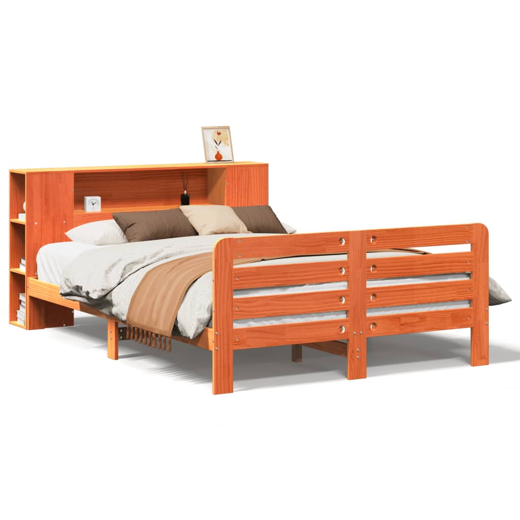 Sengeramme uten madrass voksbrun 140x190 cm heltre furu