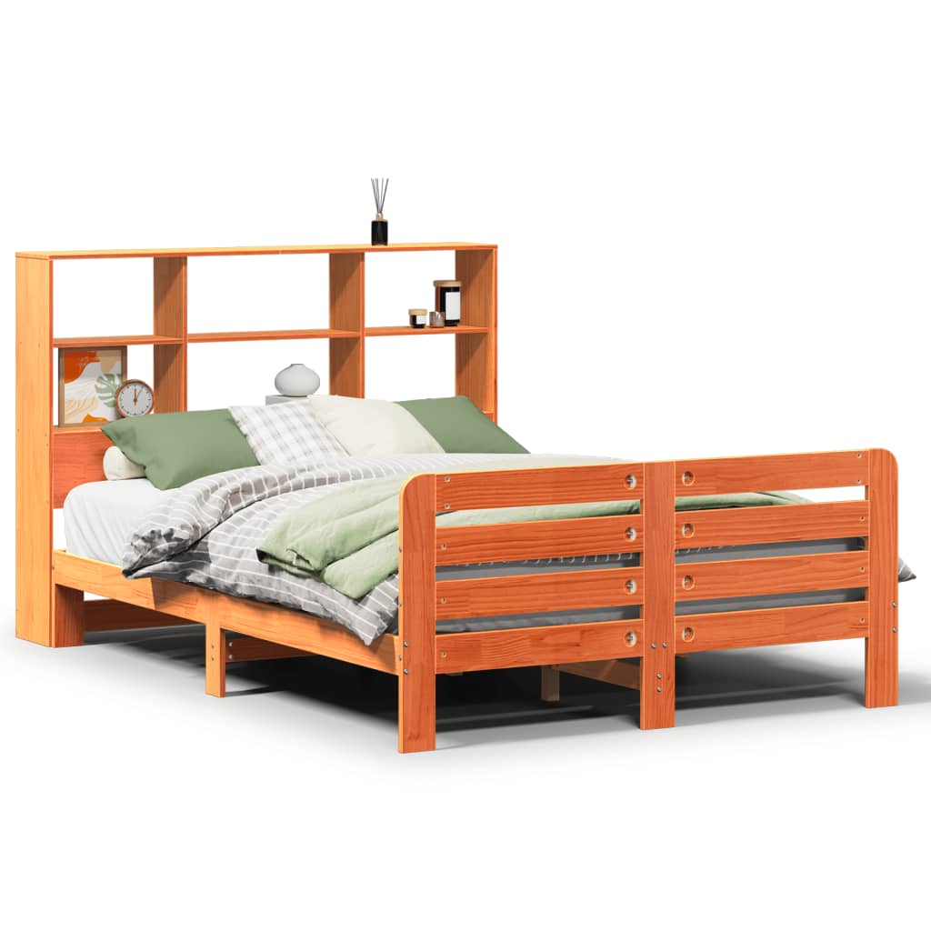 Sengeramme uten madrass voksbrun 140x190 cm heltre furu