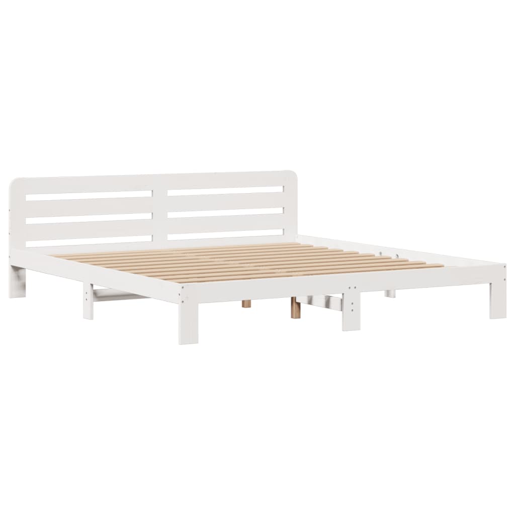 Seng med bokhylle uten madrass hvit 180x200 cm heltre furu