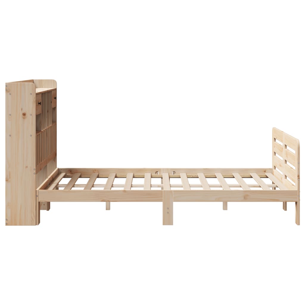 Seng med bokhylle uten madrass 135x190 cm heltre furu