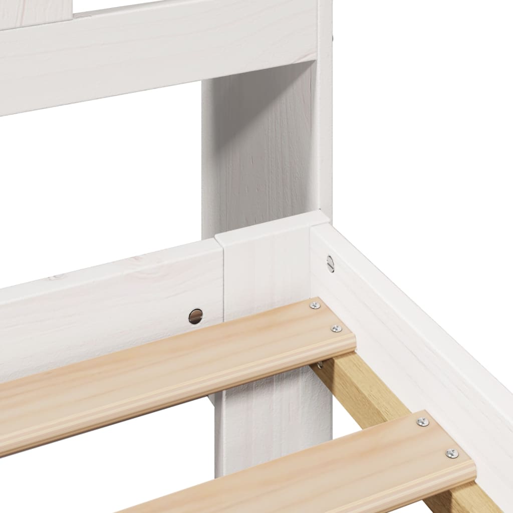 Seng med bokhylle uten madrass hvit 135x190 cm heltre furu