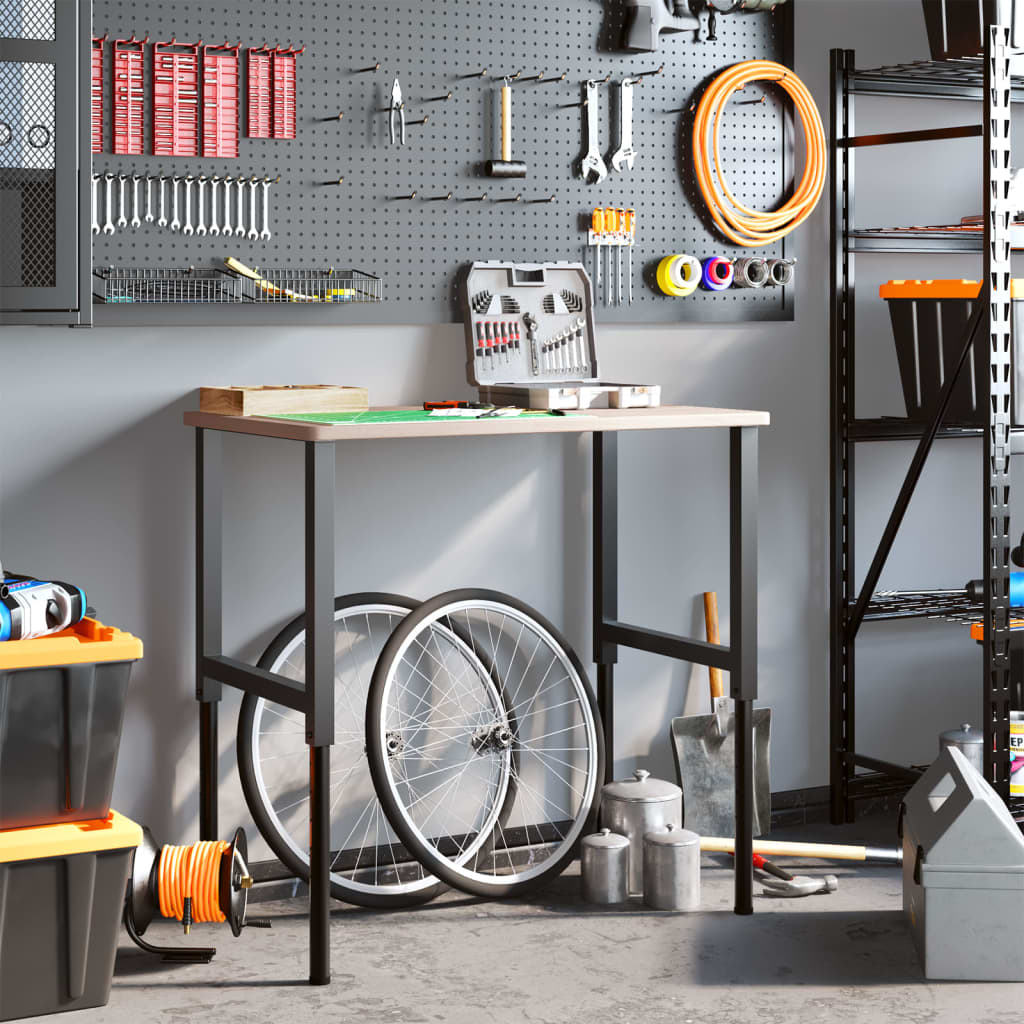 Arbeidsbenk 100x60x(71,5-98) cm heltre eik rektangulær vidaXL