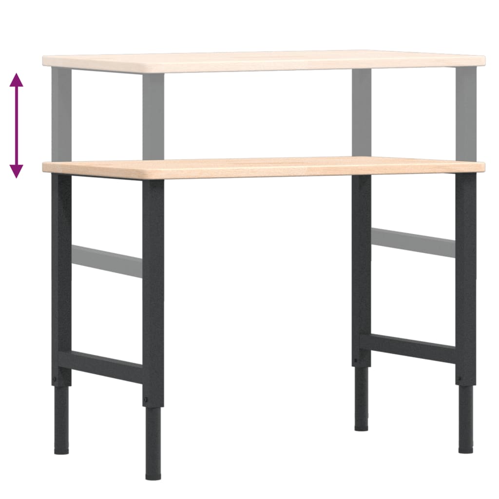 Arbeidsbenk 100x60x(71,5-98) cm heltre eik rektangulær vidaXL
