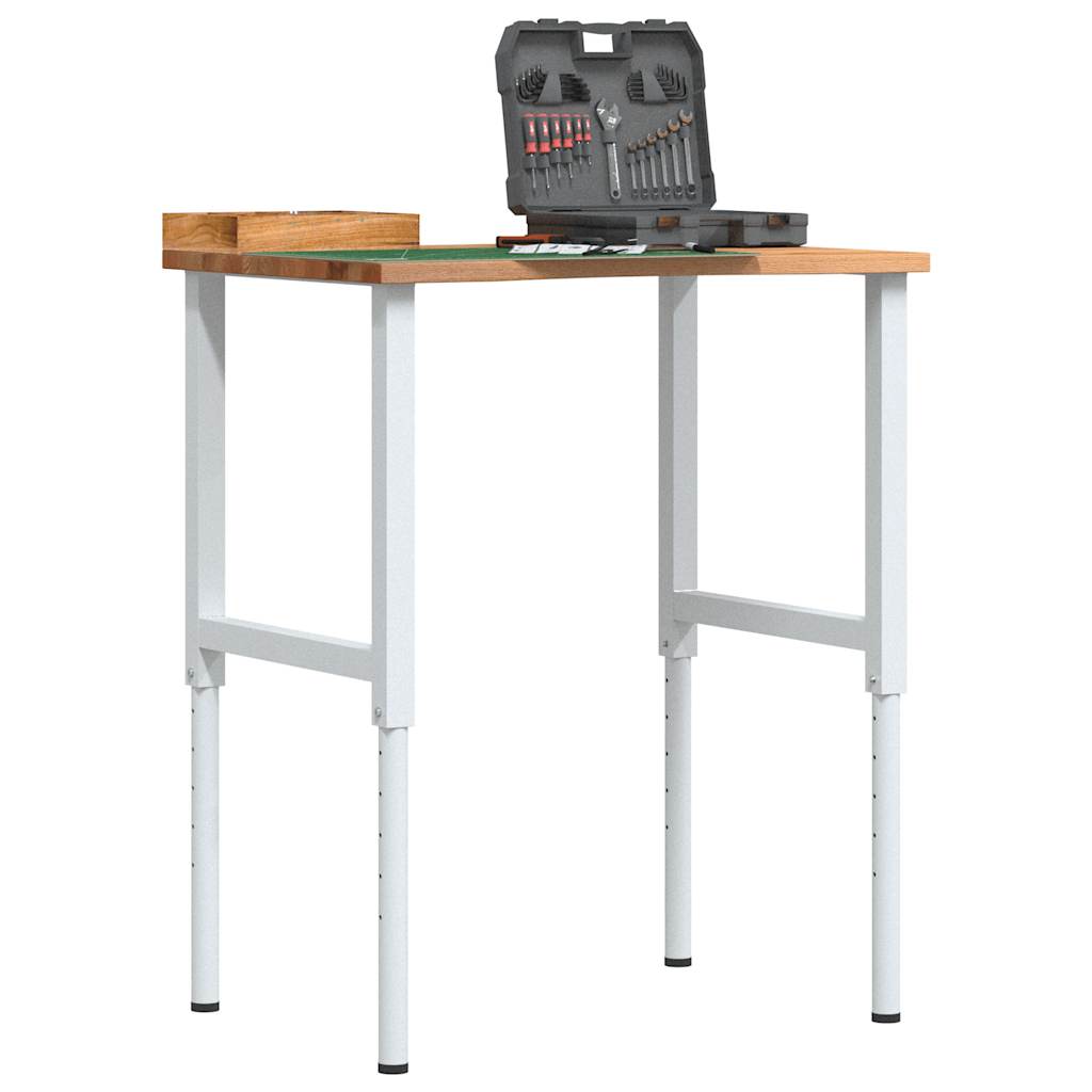 Arbeidsbenk lysebrun 80x60x(71,5-98) cm heltre eik