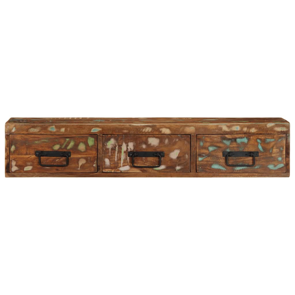 Veggmontert TV-benk 100x30x19 cm gjenvunnet heltre